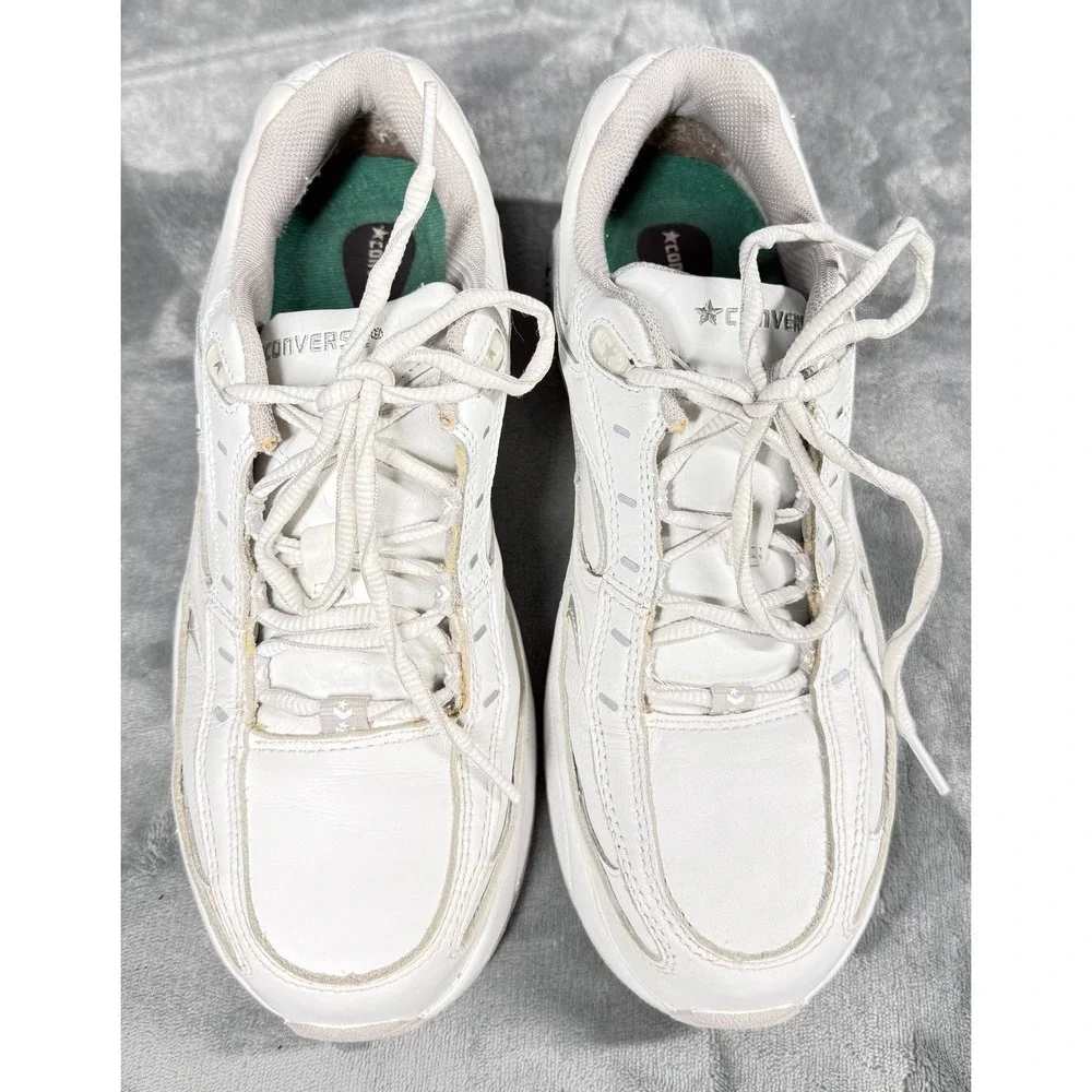 Converse All Star Work Shoes Womens 9W White Leather Steel Toe Slip Resistant